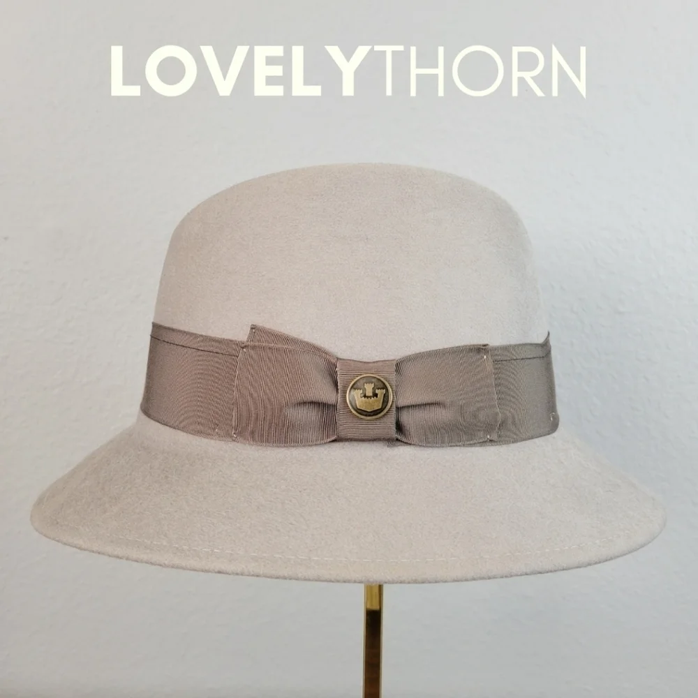 GOORIN BROS // ltd ed bourbon rocks grey-bone fedora-cloche grosgrain ribbon